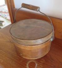 Wooden Cheese Box w/ Wrought Iron Bail (Handle)