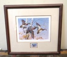 1986 Vermont Migratory Waterfowl Framed Print w/ Stamp