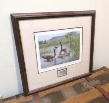 1989 Vermont Migratory Waterfowl Framed Print w/ Stamp