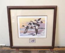 1987 Vermont Migratory Waterfowl Framed Print w/ Stamp