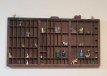 Vintage Type Tray w/ Porcelain, Glass & Metal Decoratives