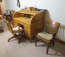 Oak Roll-Top Desk