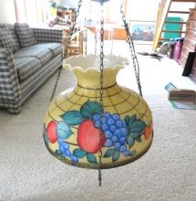 Hanging Lamp w/ Hand Painted Glass Shade