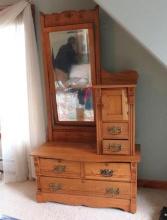 Oak Dresser w/ Tall Mirror