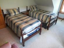 (2) Twin 4-Poster Mahogany Beds