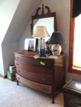 Mahogany Veneer Bow Front Dresser w/ Mirror