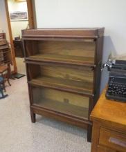 Oak 3-Section Glass Front Bookcase