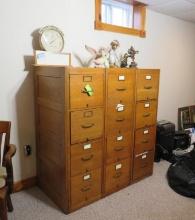 (3) 4-Drawer Oak Filing Cabinets