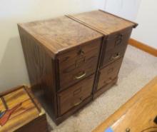 (2) 2-Drawer Wood Filing Cabinets