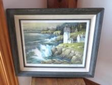 Tom Nicholas Original Color Lithograph "New England Lighthouse"