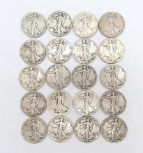 (20) U.S. Liberty Walking Half Dollars