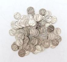 (100) U.S. Mercury Dimes