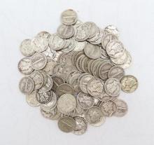 (100) U.S. Mercury Dimes