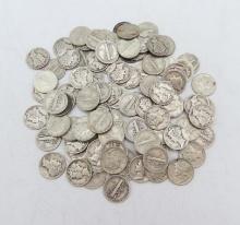 (100) U.S. Mercury Dimes