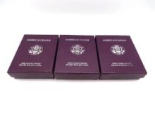 (3) U.S. American Eagle 1 Ounce Proof Silver Coins