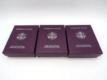 (3) U.S. American Eagle 1 Ounce Proof Silver Coins