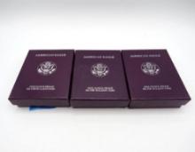 (3) U.S. American Eagle 1 Ounce Proof Silver Coins