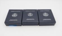 (3) U.S. American Eagle 1 Ounce Proof Silver Coins