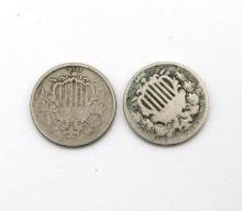 (2) U.S. Shield Nickels