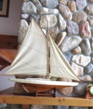 Large Vintage Wood Sailboat