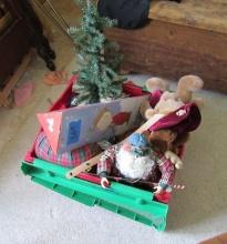 Bin of Christmas Decorations
