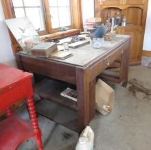 Vintage Wood Library Desk