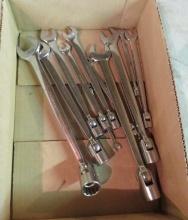 (10) Snap-On Combination Flex Head Open Ended Wrenches