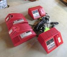 (4) Milwaukee Power Plus Battery Chargers