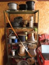 (40 +/-) Rolls of Asst. Wire & Metal Shelf