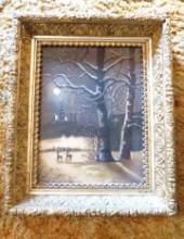 Oil On Board Painting "Deer in the Moon"