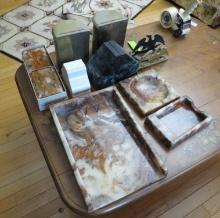 (4) Pairs of Bookends & Ultra Stone Desk Set