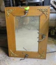 Oak Coat Rack/Mirror w/Beveled Glass
