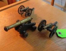 (3) Cast-Iron & Brass Decorative Cannons