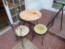 (3) Wire Back Ice Cream Parlor Chairs w/Table