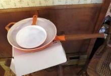 (3) Cast Iron Enameled Pans