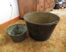 (2) Brass Jelly Pots w/Wrought Iron Bail