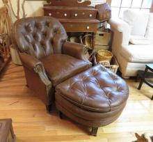 Hancock & Moore Leather Chair w/Ottoman
