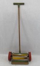 Wood & Metal Painted Toy Push Lawn Mower