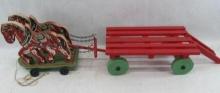 2-Horse Wooden Toy Hay Wagon