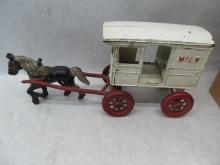 Early Cast Iron Horse Drawn Milk Wagon