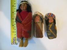 (3) Native American Dolls