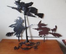 (3) Decorative Metal Witch Weathervanes