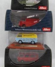 (4) Ford Taunus Transit Vans, (1) w/Motorcycle; Schuco