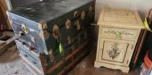(2) Steamer Trunks & Country 1-Drawer Stand