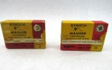 (2) Boxes of Kynoch 9mm Mauser Cartridges