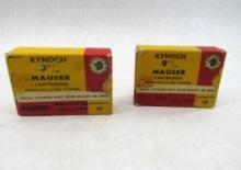 (2) Boxes of Kynoch 9mm Mauser Cartridges