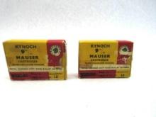(2) Boxes of Kynoch 9mm Mauser Cartridges