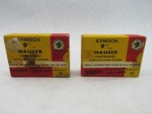 (2) Boxes of Kynoch 9mm Mauser Cartridges