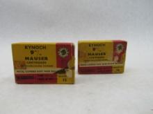 (2) Boxes of Kynoch 9mm Mauser Cartridges