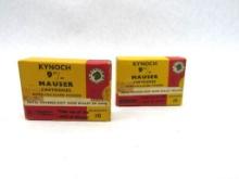 (2) Boxes of Kynoch 9mm Mauser Cartridges
